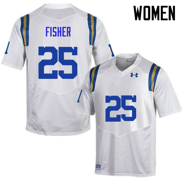 Women #25 Denzel Fisher UCLA Bruins Under Armour College Football Jerseys Sale-White